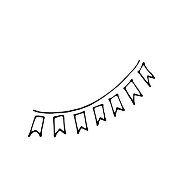 Drapeaux Décoratifs Dessinés Main Dans Style Doodle Dans Vecteur Drapeaux — Image vectorielle