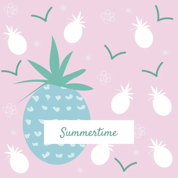 Pineapple Summertime Design Cards Postcards Invitations Greeting Cards Summer Banner — 스톡 벡터