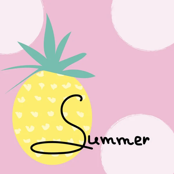 Sommerkarte Mit Handgezeichnetem Schriftzug Sommer Und Ananas — Stockvektor