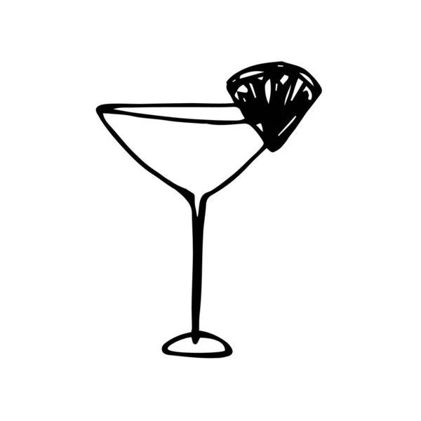 Single Hand Drawn Cocktail Doodle Vector Illustration — 스톡 벡터