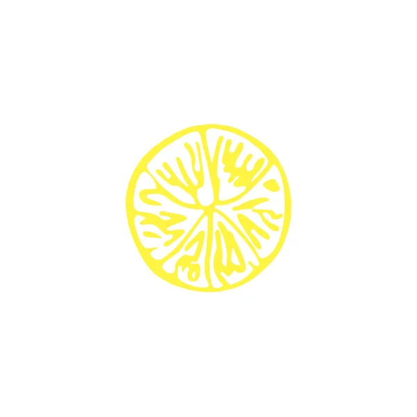 Tek Elle Çizilmiş Limon Dilimi Doodle Vektör Illüstrasyonu — Stok Vektör