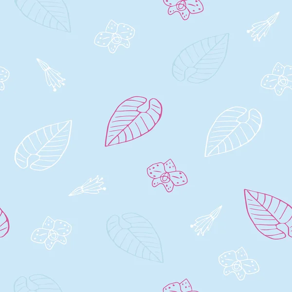 Тропические Листья Цветы Бесшовный Вектор Узор Экзотический Фон Ткани Текстиля — стоковый вектор