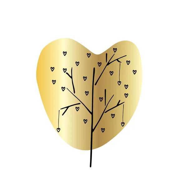 Love Tree Illustration Doodle Style Vector Tree Hearts Decorative Element — 스톡 벡터