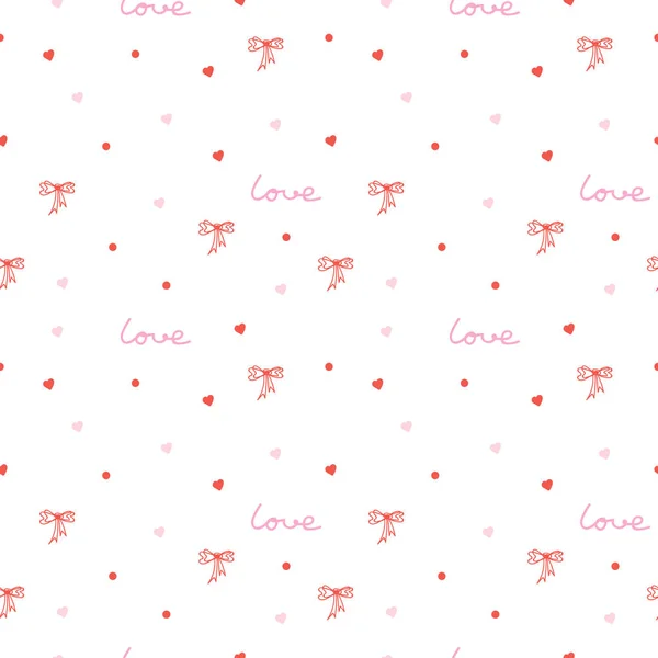 Valentines Day Seamless Pattern Vector Love Romantic Background Hearts Bows — Stock Vector