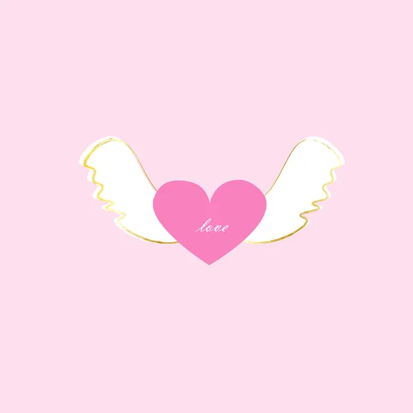 Słodkie Serce Anielskimi Skrzydłami Ryllustracja Element Walentynki — Zdjęcie stockowe