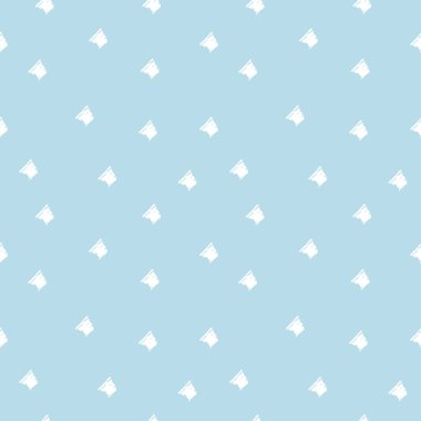 Soyut el çizimi şekilsiz desen vektörü. Nane rengi arka planda beyaz şekiller. Tekstil, kumaş, duvar kağıdı ve ambalaj için soyut arkaplan