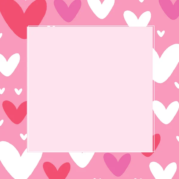 Quadro Quadrado Corações Dia Dos Namorados Casamento Aniversário Cartão Saudação — Vetor de Stock