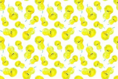 Armut, akrilik boyalı, dikişsiz desen. Kumaş, tekstil, ambalaj, duvar kağıdı için armut deseni