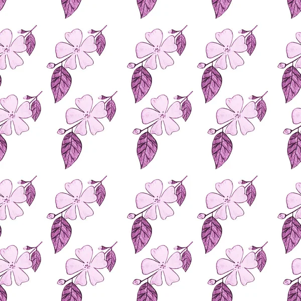 Apple blossom seamless pattern drawn with simple pencil. Spring print for textile, fabric, wrapping, wallpaper