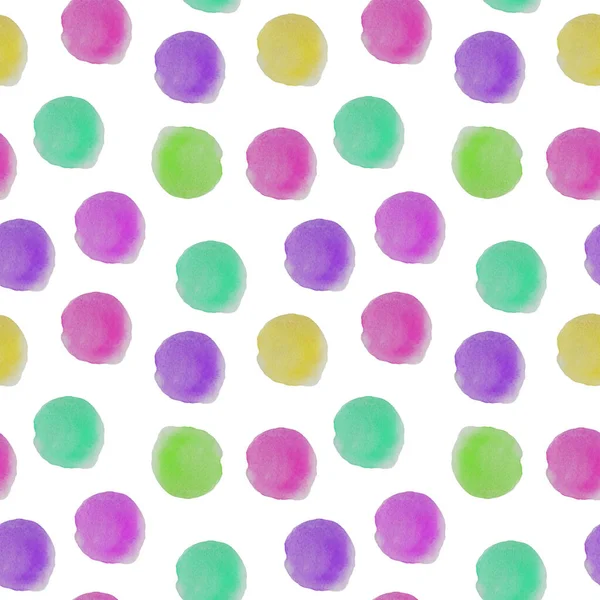 Watercolor Circles White Background Seamless Pattern Colorful Watercolor Shapes Print — Stock Photo, Image