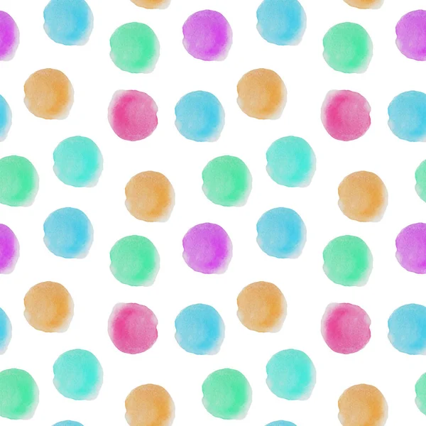 Watercolor Circles White Background Seamless Pattern Colorful Watercolor Shapes Print — Stock Photo, Image