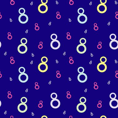 Sekiz numara kusursuz desen. Kadınlar günü geçmişi. Kumaş, tekstil, ambalaj, duvar kâğıdı için Kadınlar Günü kusursuz desen