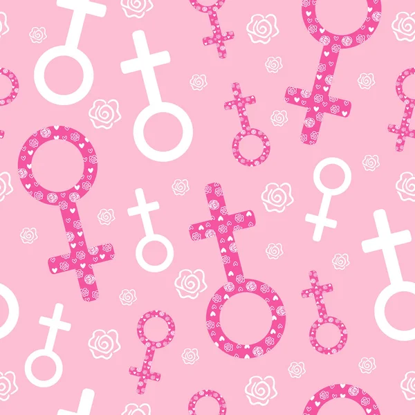Símbolo Femenino Patrón Sin Costuras Venus Signo Fondo Del Vector — Archivo Imágenes Vectoriales