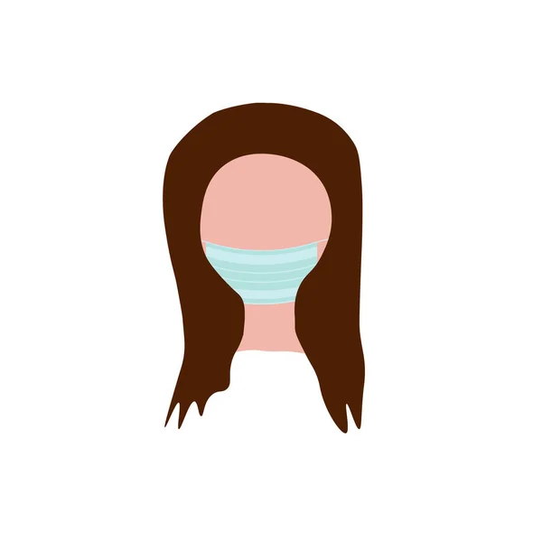 Tıbbi Maske Vektör Illüstrasyonundaki Kız Coronavirus 2019 Cov Pnömoni Bakteri — Stok Vektör