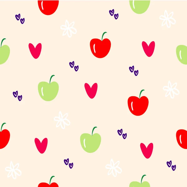 Frutas Verano Patrón Sin Costuras Con Manzana Impresión Para Textiles — Vector de stock
