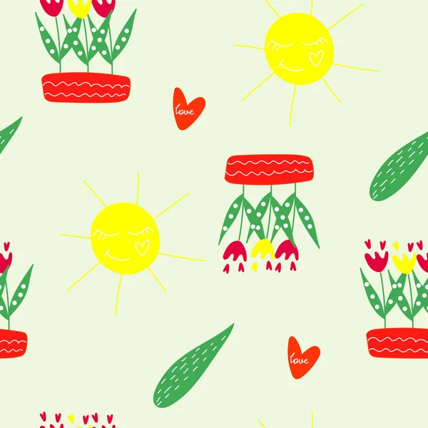 Floral Nahtloser Mustervektor Frühjahrsdruck Für Textilien Bekleidung Stoff Verpackung Kindermode — Stockvektor