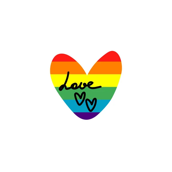 Rainbow Lgbt Heart Love Lettering Vector Illustration Love Symbols — Stock Vector