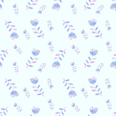 Çiçeksiz desen çizilmiş. Suluboya desenli çiçekler tekstil, kumaş, ambalaj, duvar kağıdı için baskı