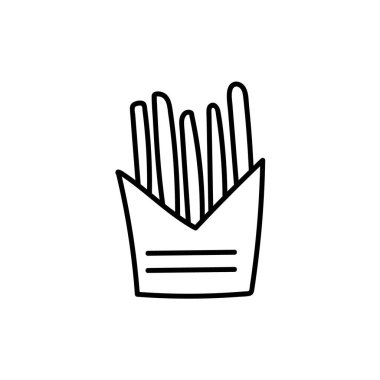 Tek elle çizilmiş patates kızartması karalama vektör çizimi. Lezzetli yemek.. 