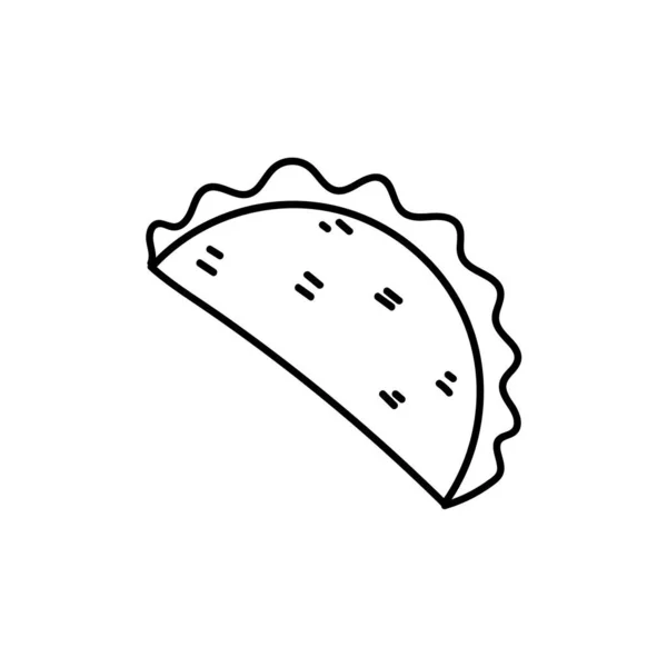 Ilustrasi Vektor Doodle Tortilla Bergambar Dengan Satu Tangan Makanan Yang - Stok Vektor