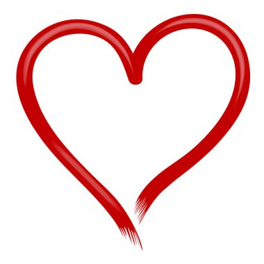 Kızıl Kalp Sınırı, Beyaz Arkaplan 'a izole edilmiş fırçayla boyanmış. Aşk ve Tutku Konsepti. Vektör İllüstrasyonu