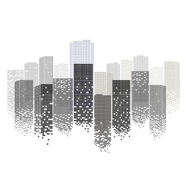 Business District ile modern şehir manzarası. Gece Sahnesi. Vektör İllüstrasyonu