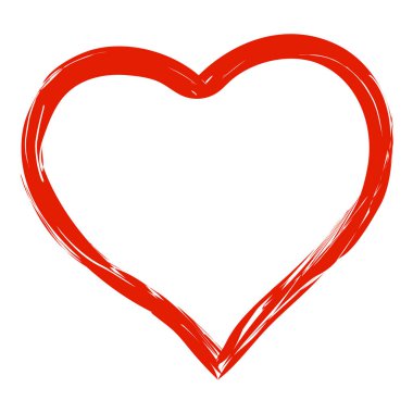 El yapımı fırça boyalı kırmızı kalp Grunge tarzında. Logo olarak kullanılabilir. Vektör İllüstrasyonu