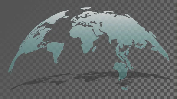 Glass Globe Map Shadow Isolated Transparent Background Vector Illustration — 스톡 벡터