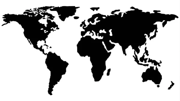 在白色背景下孤立的黑土地图 单色扁平型矢量图解 — 图库矢量图片