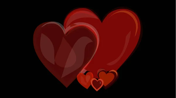 黑色背景上红心浪漫的爱情横幅 激情增加的概念 病媒图解 — 图库矢量图片