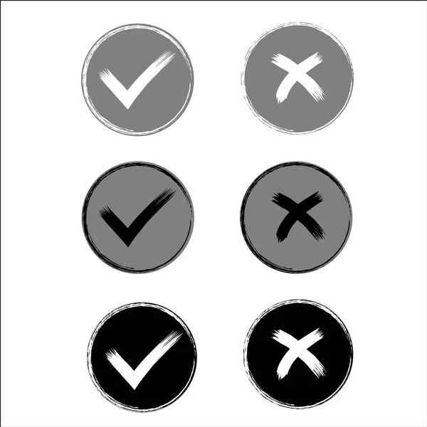 Hand Drawn Yes Check Mark Symbols Red Green Colors Isolated Stock