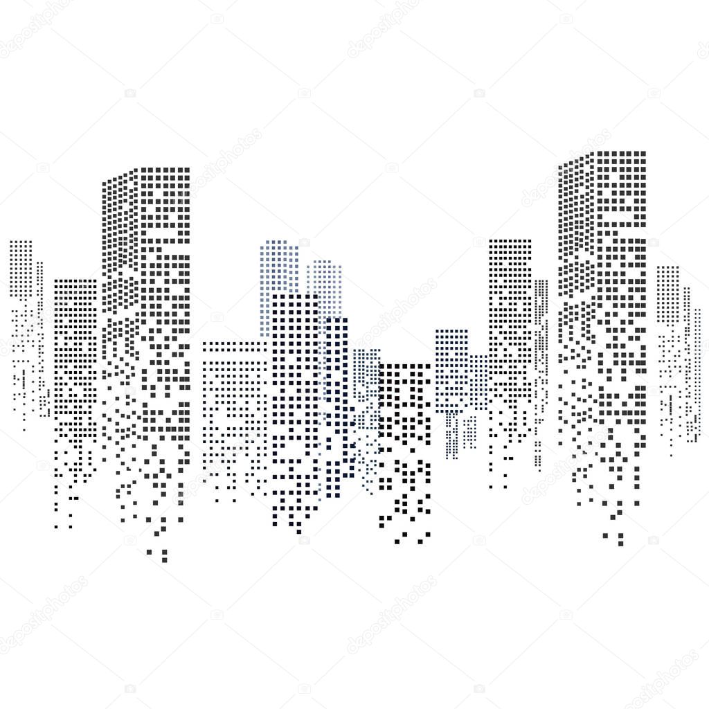 Modern View of Cityscape Silhouette Isolated on White Background in Flat Design. Vector Illustration