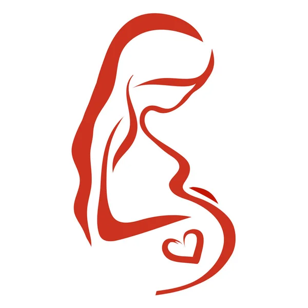 Pregnant Young Lady Embracing Her Baby Love Motherhood Concept Vector — 스톡 벡터