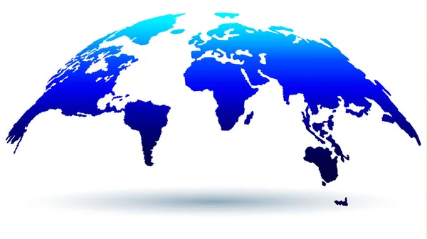 Сучасна Карта Світу Яскраво Блакитному Кольорі Ізольована Білому Тлі Концепція — стоковий вектор