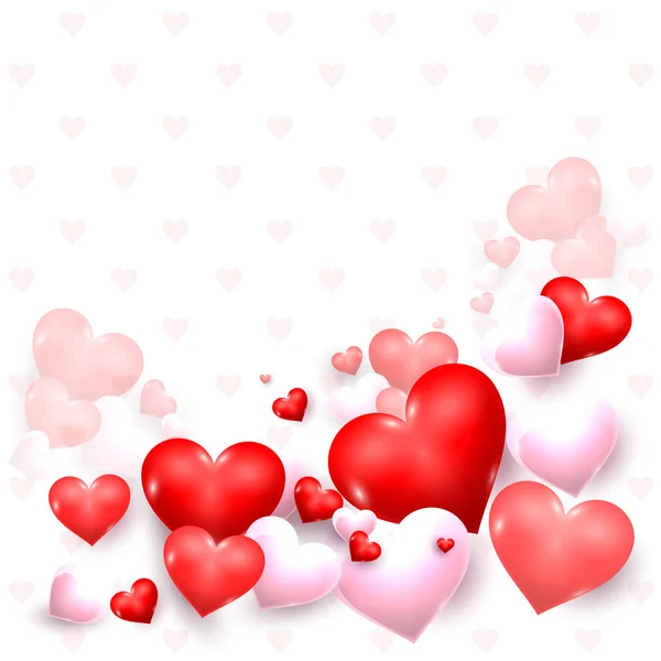 白い背景に隔離された甘い情熱の心 バレンタインデーカード ウェディングフレームデザイン ベクターイラスト — ストックベクタ