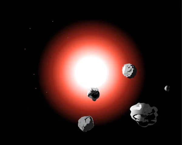 Planeet Ruimte Met Asteroïde Gevaar Toekomstig Mondiaal Rampenconcept Vectorweergave — Stockvector