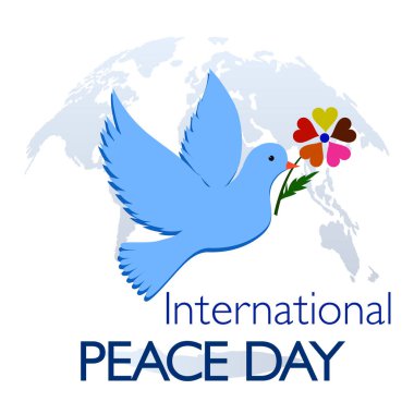 Gaga 'da Çiçek Dallı Güvercin Dünya Haritası Arkaplanı. Farklı Milletler ve Dünya Barışı Koruma Konsepti. Vektör İllüstrasyonu