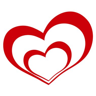 İki Aşk Kalpli Birbirine Bağlı Öncü Bir. Modern Düz Biçimli Vektör Simgesi. Sevgililer Günü, Ateşli Tutku, Anneler Günü ya da Mutlu Çocukluk Konsepti.