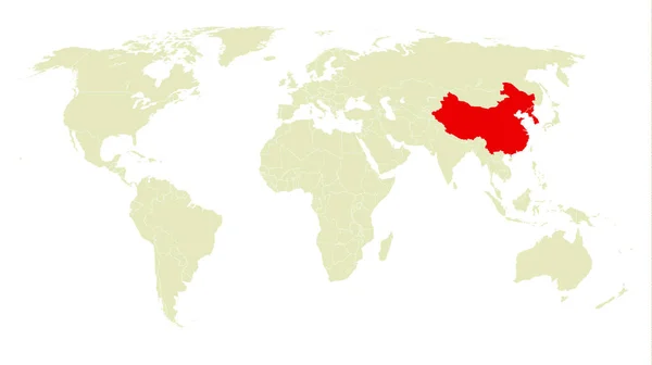中国标记红色的世界灰色地图 Coronavirus危险概念 病媒图解 — 图库矢量图片