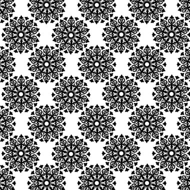 Çiçek Şam Şablonu tekrarlanıyor. Tek Renkli Vektör İllüstrasyonu