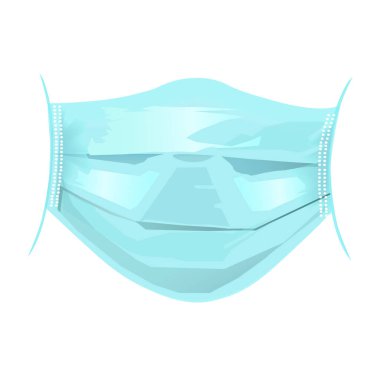 Yüz Maskesi Beyaz Arkaplan Macro 'sunda izole edildi. Coronavirus salgını konsepti. Vektör İllüstrasyonu