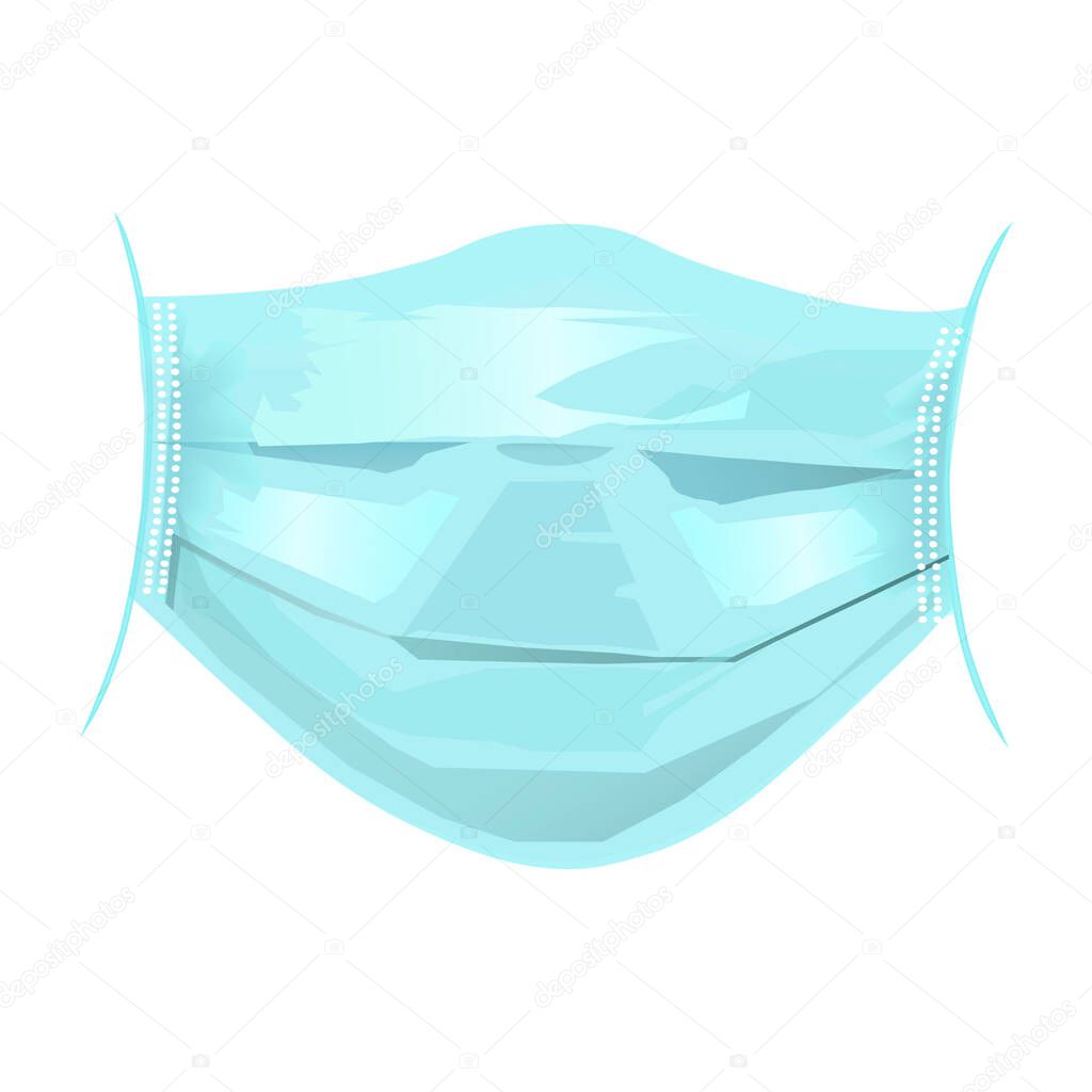Face Mask Isolated on White Background Macro. Coronavirus Epidemic Concept. Vector Illustration