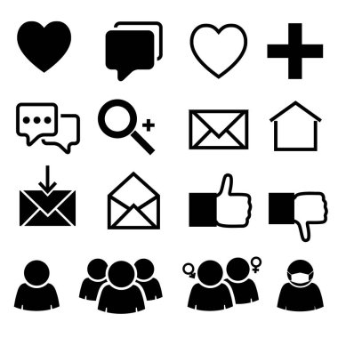 İletişim Simgesi Ayarlandı. Sohbet ve Posta Konsepti. Vektör İllüstrasyonu