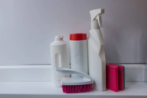 Εργαλεία Για Τον Καθαρισμό Του Σπιτιού Καθαρισμός Γέλης Σκόνης Και — Φωτογραφία Αρχείου