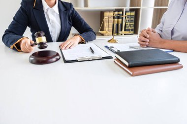 Professional female lawyer or counselor discussing negotiation l