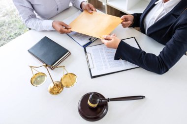 Professional female lawyer or counselor discussing negotiation l