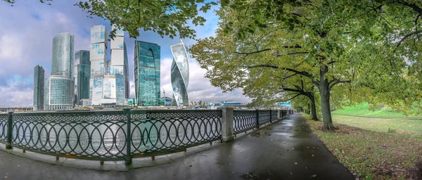 Panorama Van Moskou Stad International Business Center Uitzicht Vanaf Dijk — Stockfoto