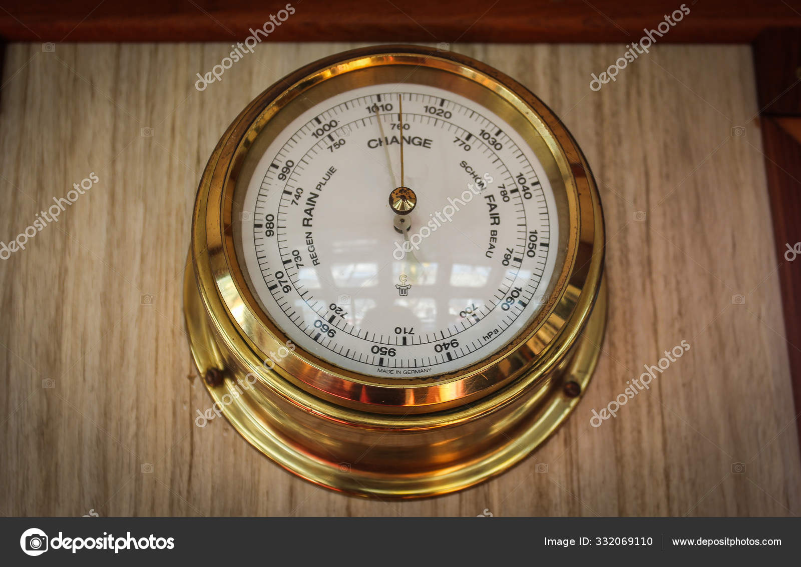 Analog Barometer Closeup Navigating Bridge Ship ⬇ Stock Photo, Image by