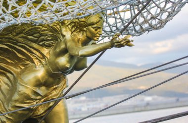 Close up of Golden figurehead on Sailing Ship clipart