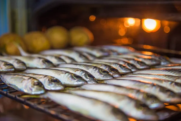 Ikan Panggang Atas Panggangan Closeup — Stok Foto